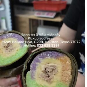 Bánh tét 3 màu làm tại Houston